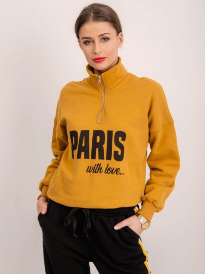 Желтый свитер с принтом "PARIS with love"