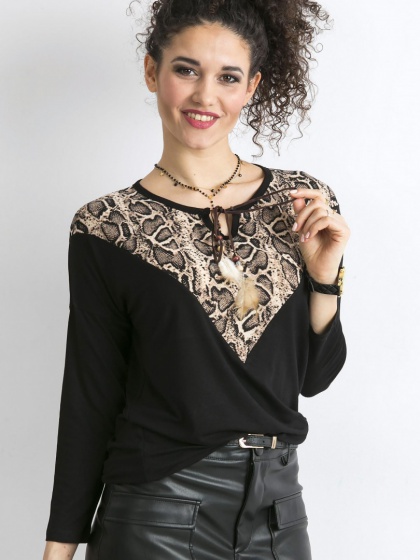 Black blouse with animal print