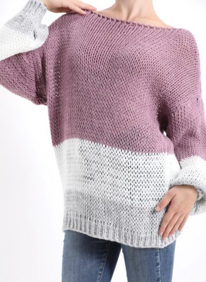 Фиолетовый длинный свитер