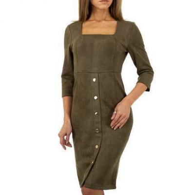 Khaki mini dress with buttons