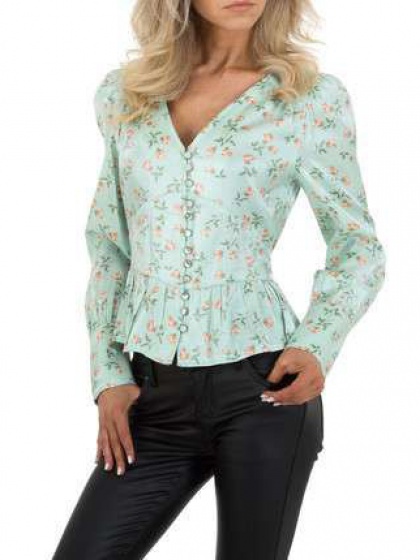 Green blouse with floral print