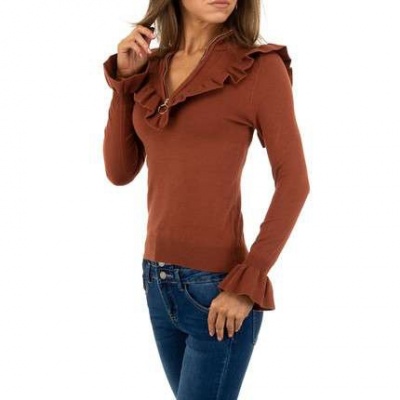 Rust sweater with ruffles